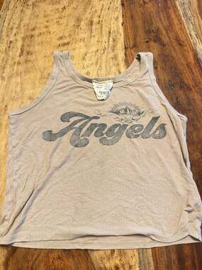 French Pastry Ribbed Angels Graphic Crop Tank small y2 k coquette